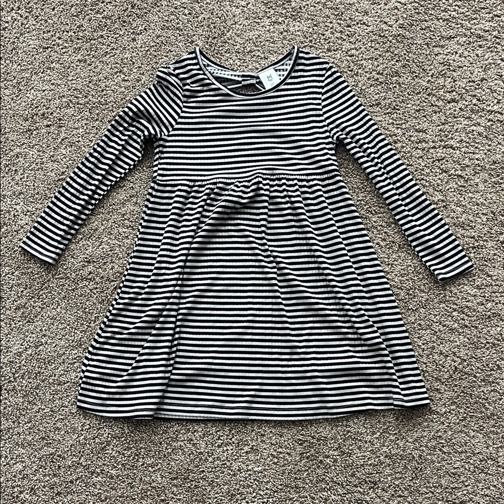 Classic Striped Long Sleeve Kids Dress